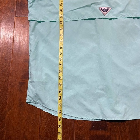 Columbia PFG Teal Green Fishing Outdoor Button Down Shirt Men's Size M - Picture 6 of 8